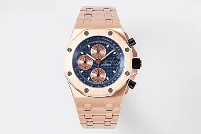 KZ Factory Audemars Piguet Royal Oak Offshore Rose Gold Blue Dial Chronograph - Super Clone Edition