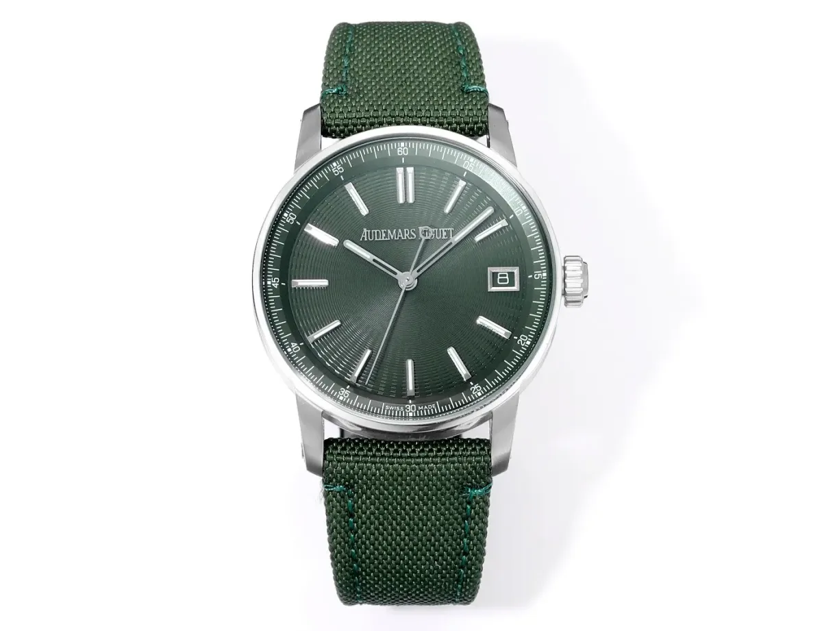 KZ Factory Audemars Piguet CODE 11.59 Green Woven Strap Super Clone Replica Watch