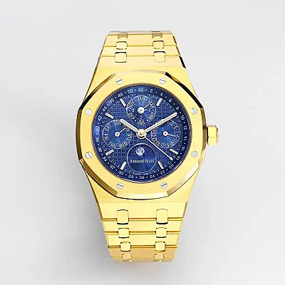 R8 Factory Audemars Piguet Royal Oak Perpetual Calendar Blue Dial Yellow Gold Super Clone Luxury Watch