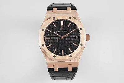 OM Factory Audemars Piguet Royal Oak 15500 Rose Gold Black Super Clone Watch