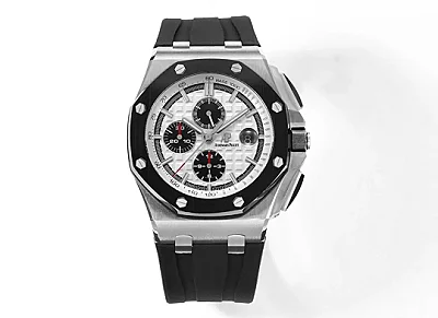 JF Factory Audemars Piguet Royal Oak Offshore Chronograph Silver Black Rubber - Premium Super Clone Watch