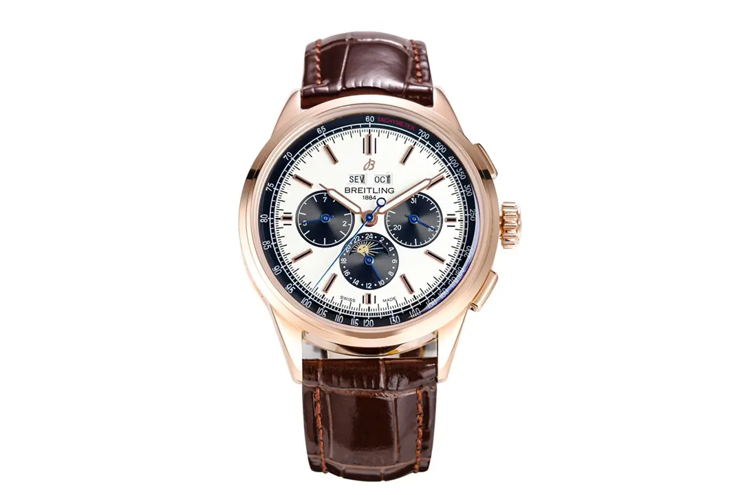 V7 Factory Breitling Premier B25 Chronograph Rose Gold Brown Leather - Super Clone Luxury Watch