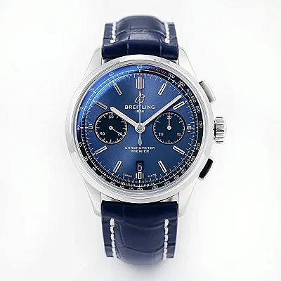 KOR Factory Breitling Premier B01 Chronograph Blue Leather - Super Clone Watches
