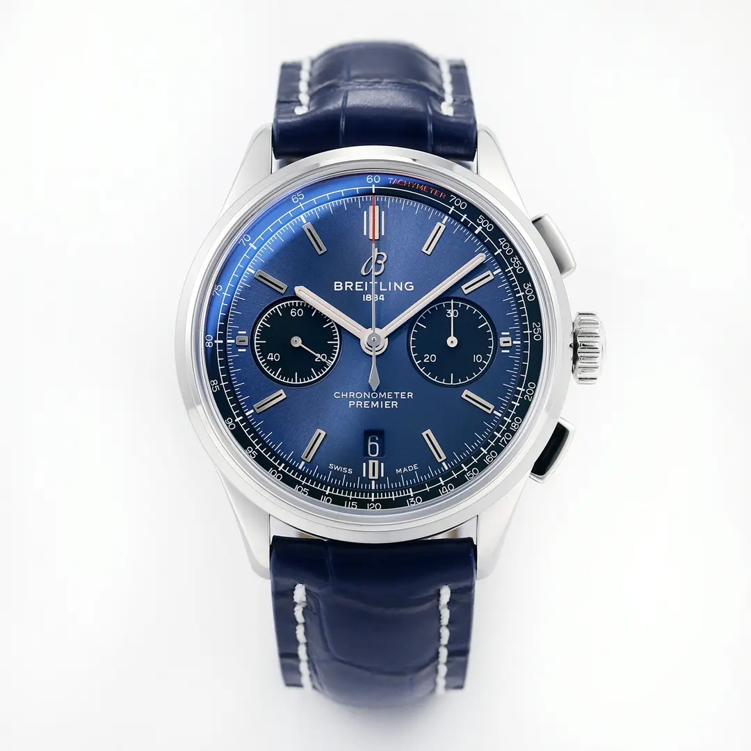 V9 Factory Breitling Premier B01 Chronograph Blue Leather - Super Clone Watches