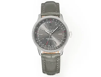 V9 Factory Breitling Navitimer Automatic Grey Dial Leather - Super Clone Watch Replica