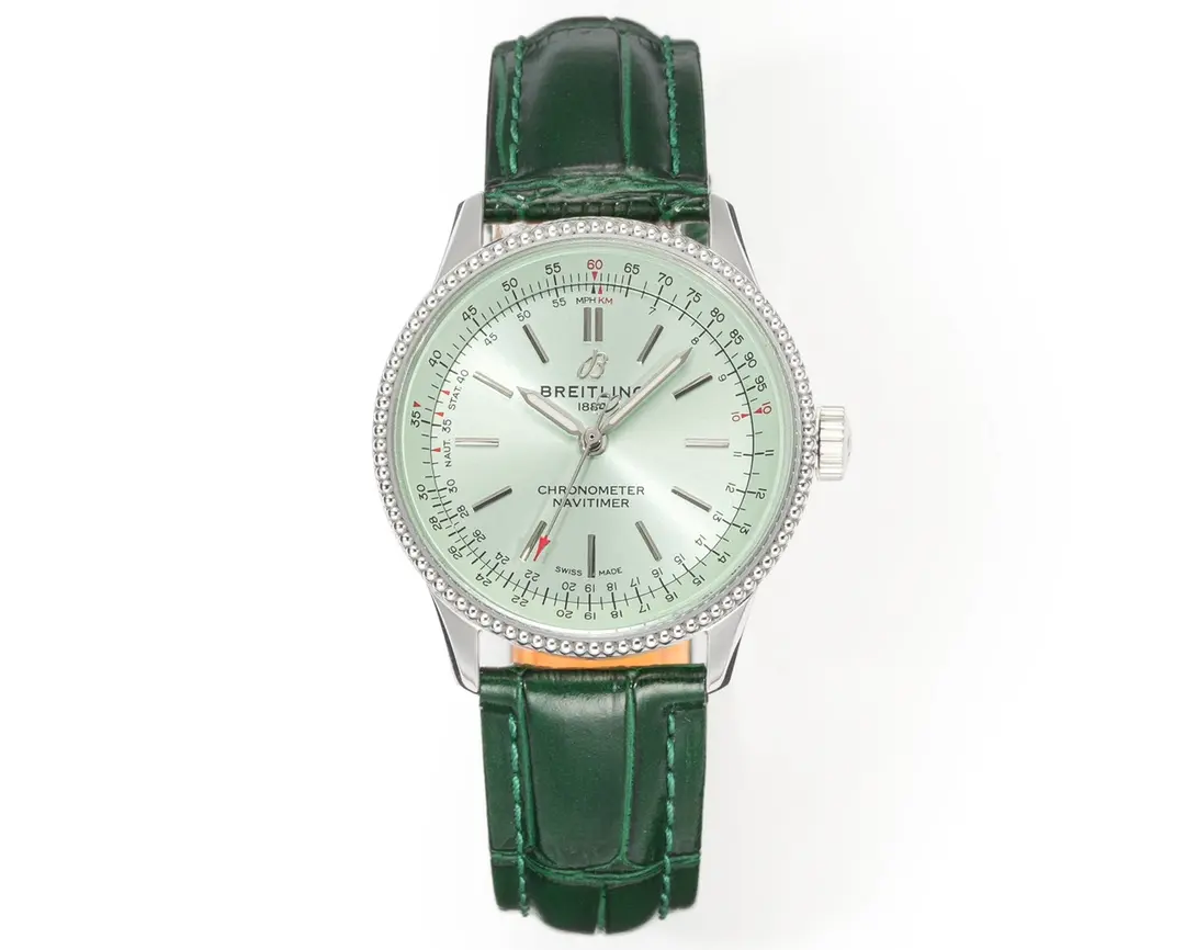 OM Factory Breitling Navitimer Automatic Green Leather - Super Clone Watch