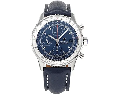 JF Factory BLS Navitimer Chronograph Blue Leather Super Clone Breitling Replica Watch