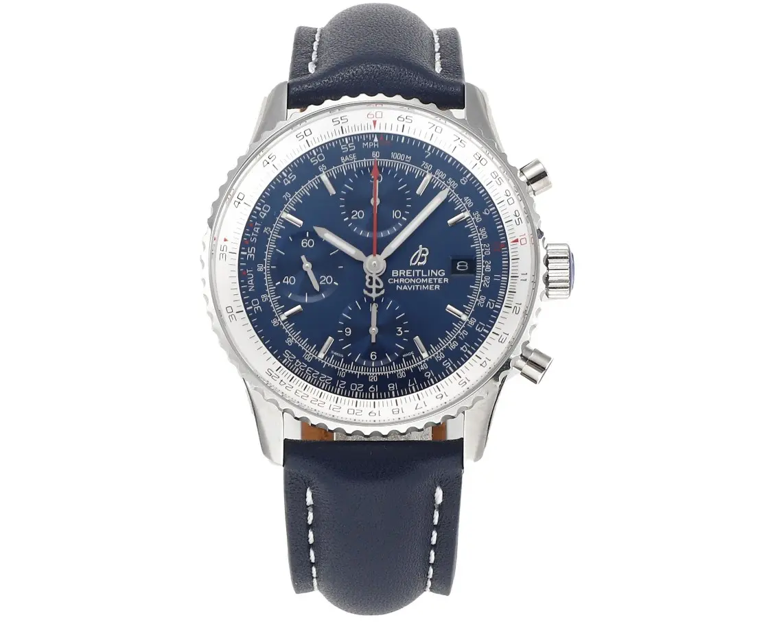 V9 Factory BLS Navitimer Chronograph Blue Leather Super Clone Breitling Replica Watch