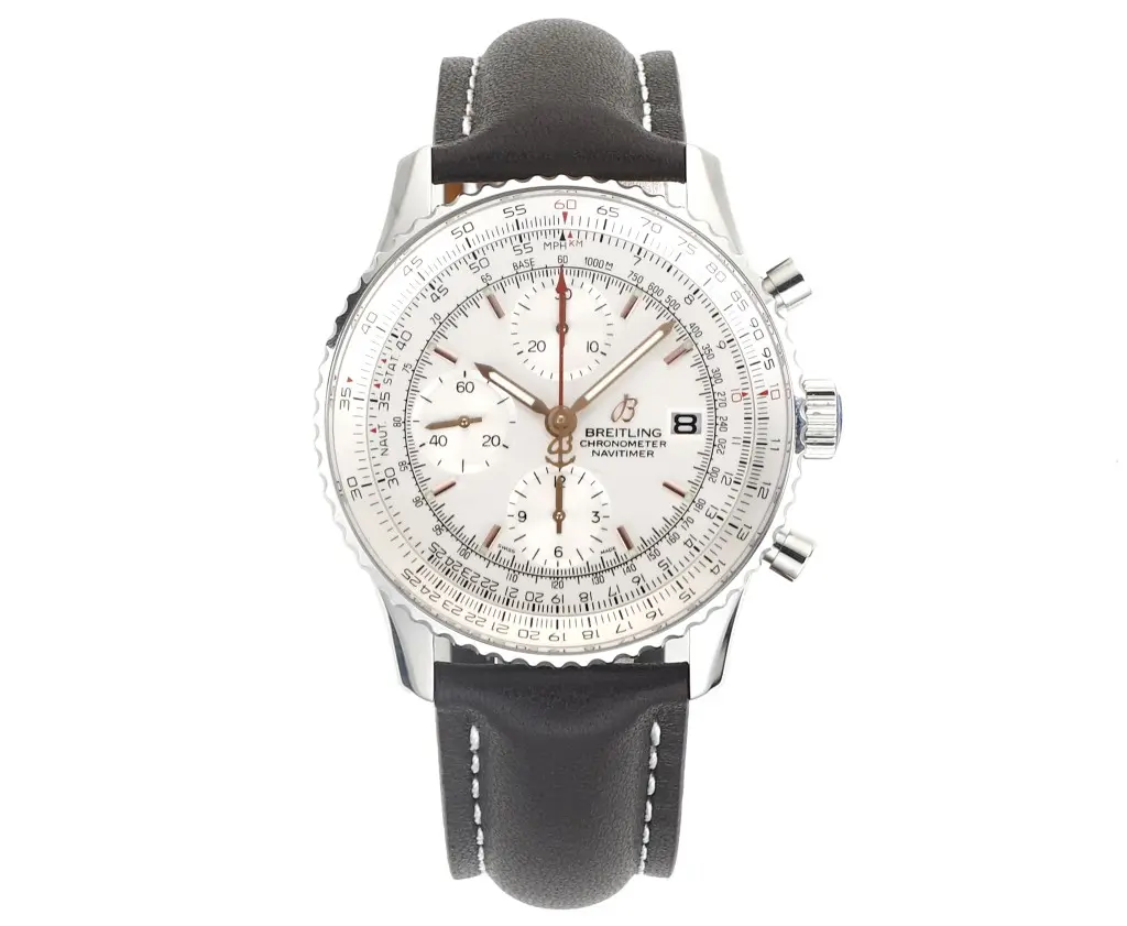 OM Factory Breitling Navitimer Chronograph Silver Leather - Premium Super Clone Watch