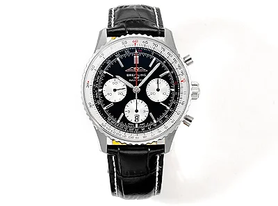 BLS Factory Breitling Navitimer Chronograph Automatic Men's Watch - Black Dial, White Subdials, Blac