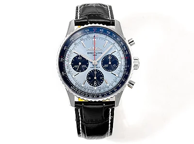 BLS Factory Breitling Navitimer B01 Chronograph 43mm Men's Watch with Ice Blue Dial, Black Subdials