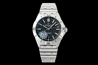 BLS Factory Breitling Chronomat Automatic Men's Watch - Black Dial with Red Accents