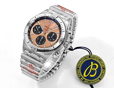 BLS Factory Breitling Chronomat Automatic Chronograph Watch in Rose Gold Dial