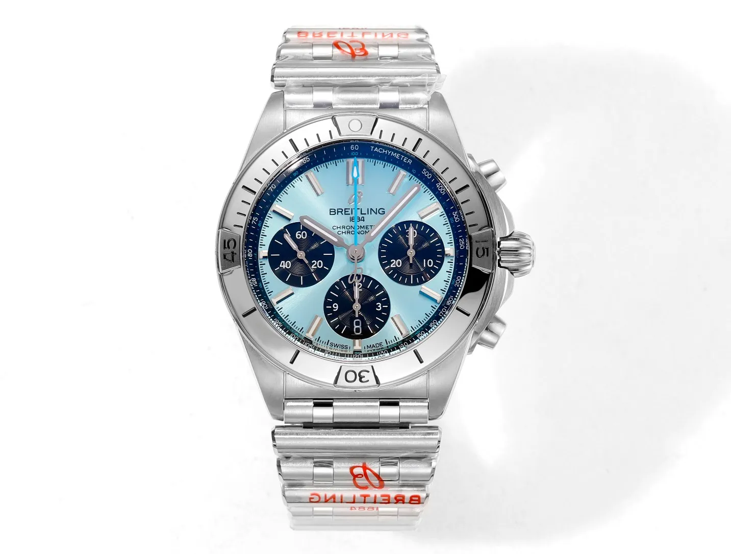 BLS Factory Breitling Chronomat B01 42 Automatic Chronograph Watch - Ice Blue Dial, Stainless Steel