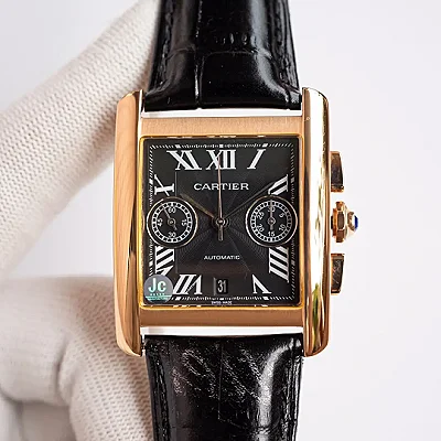 3K Factory Cartier Tank W5330007 Brown Leather Top Replica Watch