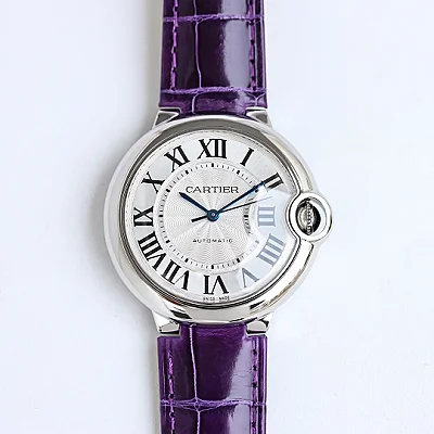Cartier Ballon Bleu 1450 Purple Leather Replica Watch - Premium Fake Cartier Timepiece