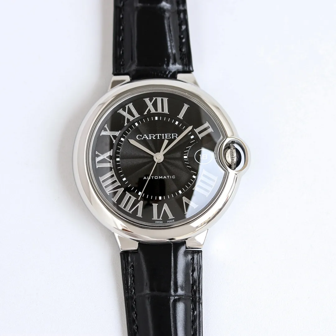 CARTIER Ballon Bleu 40 Black Leather Replica Watch - Premium Fake Cartier Timepiece with Stunning Design