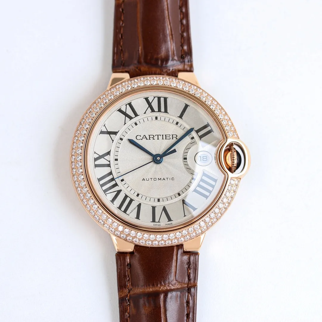 CARTIER Ballon Bleu 40 Automatic Brown Leather Replica Watch - High-Quality Fake Cartier Timepiece
