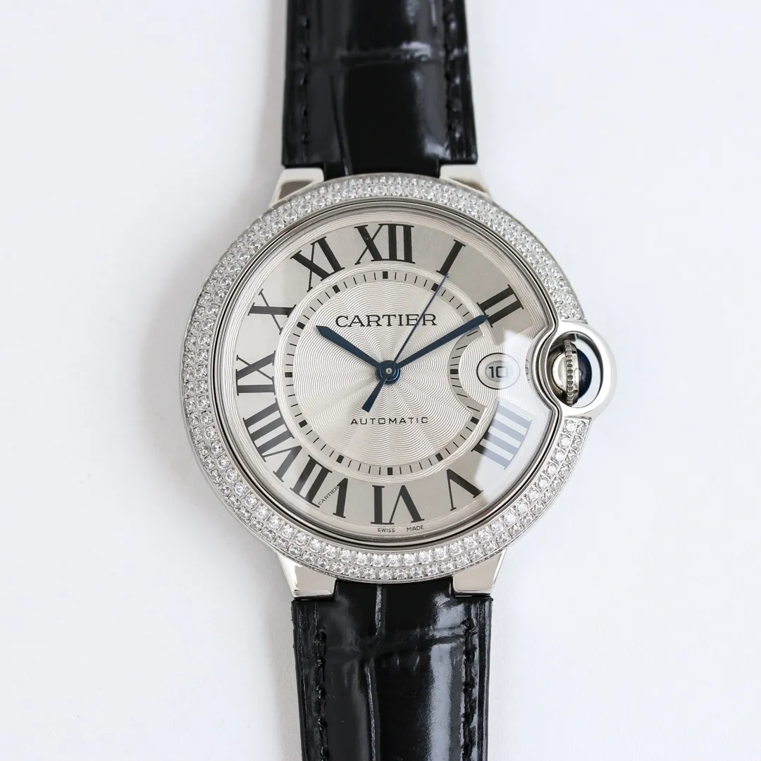 CARTIER Ballon Bleu 40 Automatic Black Leather Replica Watch - High-Quality Fake Cartier Timepiece