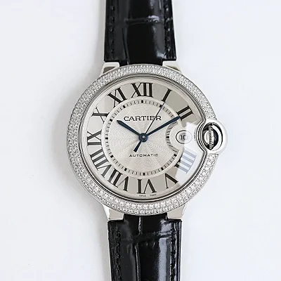 CARTIER Ballon Bleu 40 Automatic Black Leather Replica Watch - High-Quality Fake Cartier Timepiece