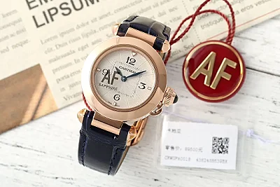 AF Sapphire Rose Gold Blue Leather Strap Roman Numeral Dial Women's Luxury Watch