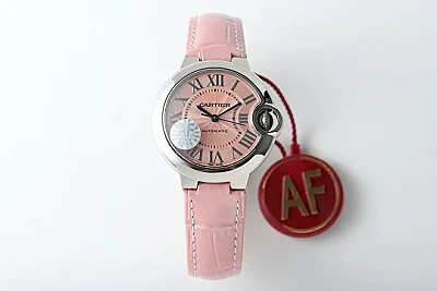 3K Factory AF Cartier Ballon Bleu 33 Pink Leather - Top Quality Replica Watch