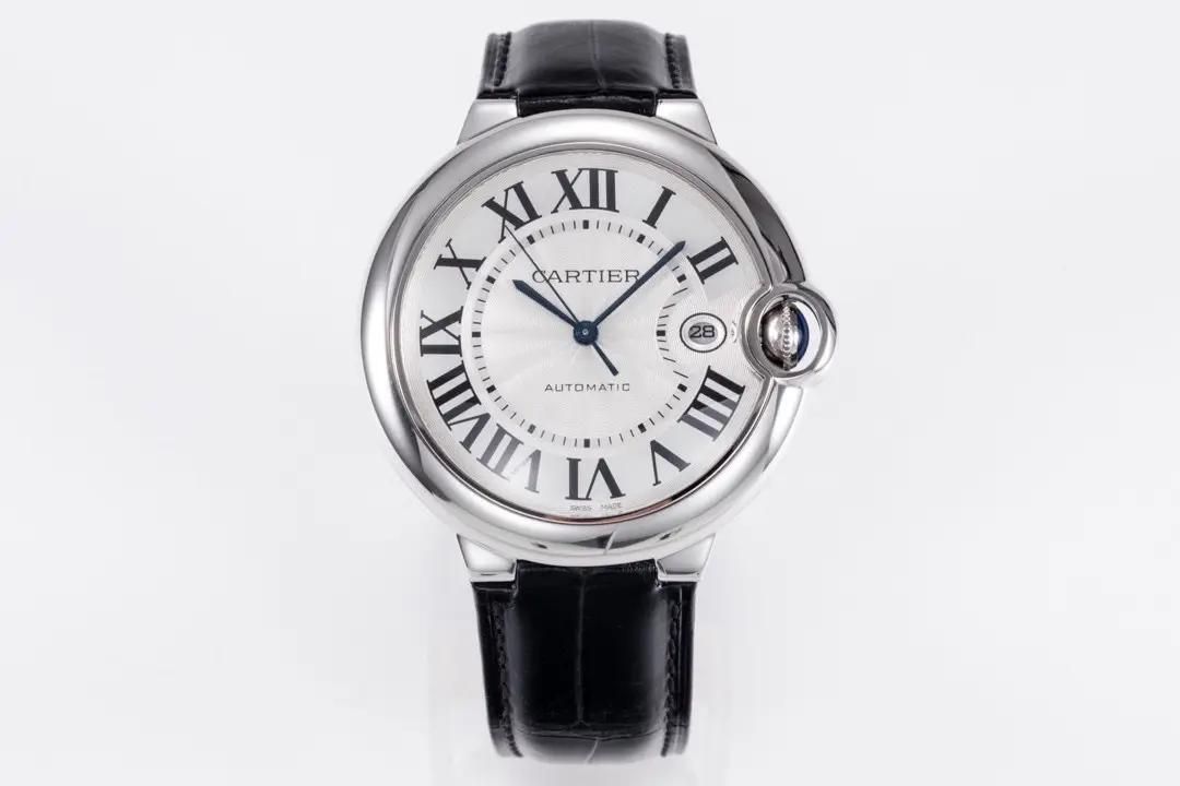 3K Factory Cartier Ballon Bleu 42mm Silver Black Leather - Best Replica Watches