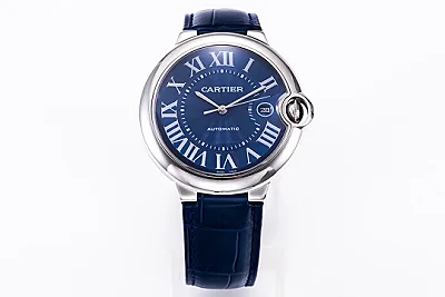 3K Factory Cartier Ballon Bleu 42mm Blue Leather Watch - Top Quality Replica Watch