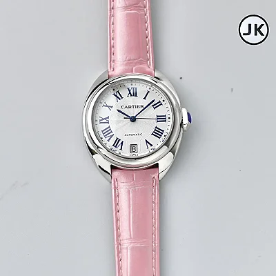 3K Factory Cartier Cle de Cartier Automatic Pink Leather - Best Replica Watches