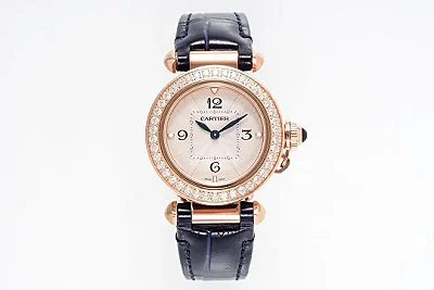 3K Factory Cartier Pasha de Cartier 30mm Rose Gold Blue Leather - Top Quality Replica Watch