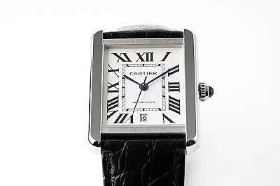 3K Factory Cartier Tank W5200028 Silver Dial Black Leather - Best Replica Watch