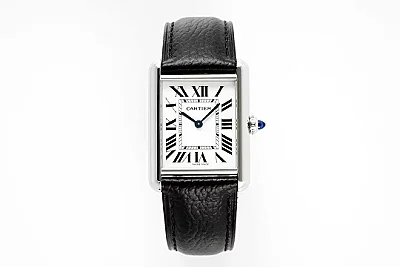 3K Factory Cartier Tank Must Watch Black Leather Strap - Best Replica Watch