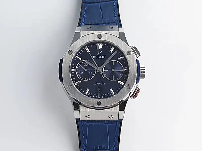 WWF Factory HB Hengbao Hublot Classic Fusion 45mm Blue Leather Strap Automatic Super Clone Watch