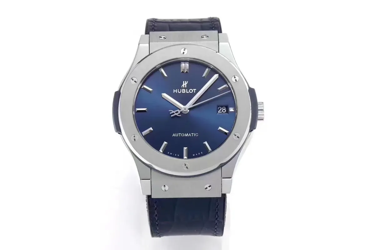 BB Factory Hublot Classic Fusion WWF Replica Watch - Titanium, Blue Dial, 45MM Automatic Super Clone