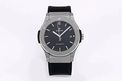 JB Factory Hublot Classic Fusion WWF Edition - Titanium Polished Brushed Case, Black Dial, Automatic Super Clone Watch