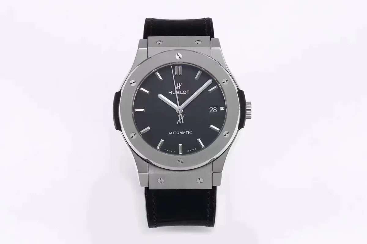 JJ Factory Hublot Classic Fusion WWF Edition - Titanium Polished Brushed Case, Black Dial, Automatic Super Clone Watch