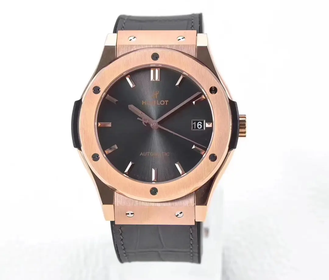 TMF Factory Hublot Classic Fusion Rose Gold with Black Dial - 45mm Automatic Super Clone Watch