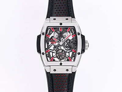 JJ Factory Hublot Masterpiece 906 Tourbillon Watch - Rose Gold/Platinum, Black and Red Leather Strap, Manual Wind Movement, Super Clone Edition