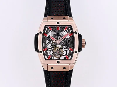 TMF Factory Hublot Masterpiece 906 Rose Gold/Platinum Plated Tourbillon Watch with Black Leather Strap - Super Clone Excellence