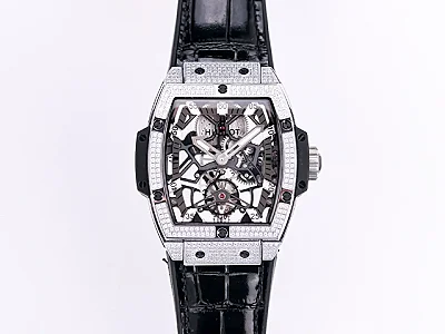 JB Factory Hublot Masterpiece 906 Tourbillon Watch - Rose Gold/Platinum, Black Leather Strap, Super Clone Edition