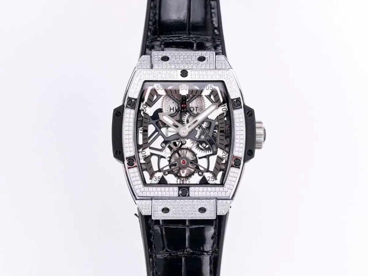 V6 Factory Hublot Masterpiece 906 Tourbillon Watch - Rose Gold/Platinum, Black Leather Strap, Super Clone Edition