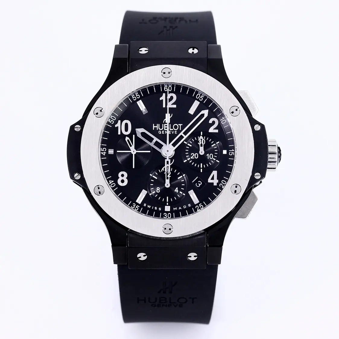 ZF Factory Hublot Big Bang 44mm Black Ceramic Chronograph Watch with Rubber Strap - Super Clone Quality