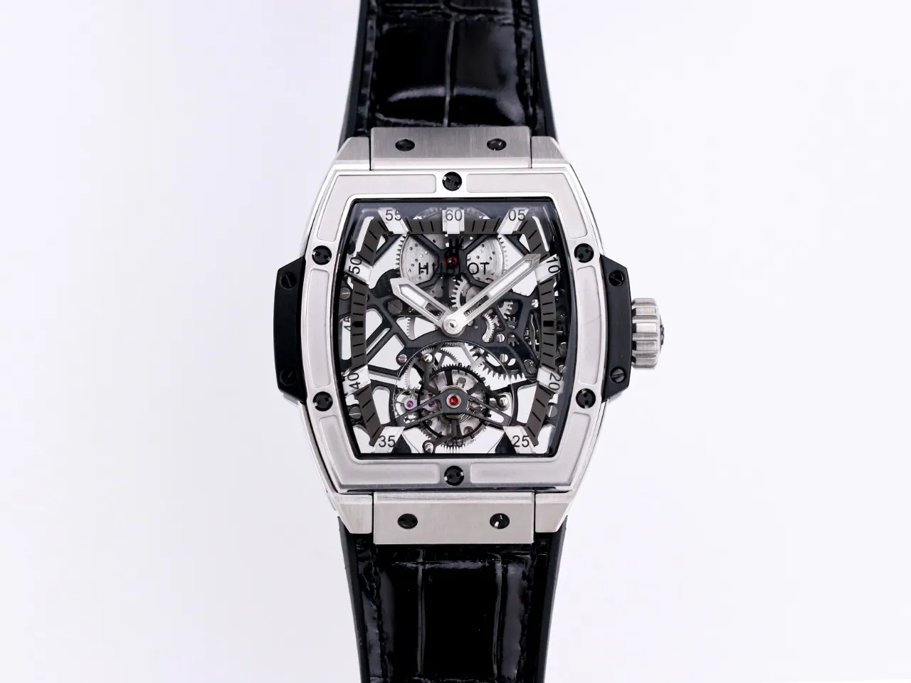 APS Factory Hublot Masterpiece 906 Tourbillon Watch - Black Leather Strap, Rose Gold/Platinum Plated Case, Super Clone Design