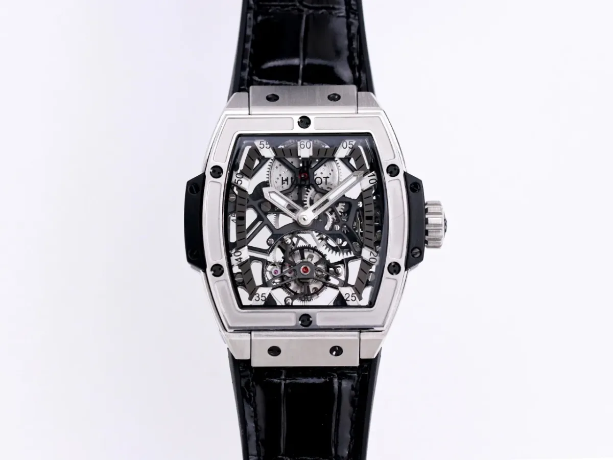 TW Factory Hublot Masterpiece 906 Tourbillon Watch - Black Leather Strap, Rose Gold/Platinum Plated Case, Super Clone Design