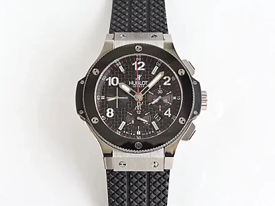 ZF Factory Hublot Big Bang 44mm Black Dial Rubber Strap Chronograph Watch - Super Clone Model 301.PB.131.RX
