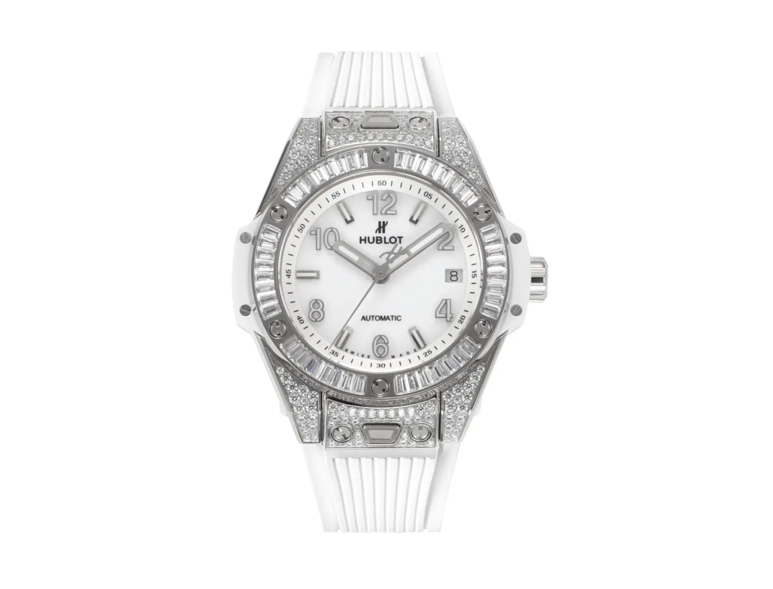 ZF Factory Hublot Big Bang One-Click 39mm Stainless Steel White Pave Watch - Automatic, White Strap, Super Clone Quality