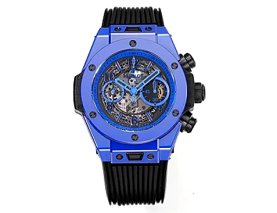 BB Factory Hublot Big Bang Unico Blue Ceramic Watch - 45mm Automatic Chronograph with Rubber Strap - Super Clone Quality