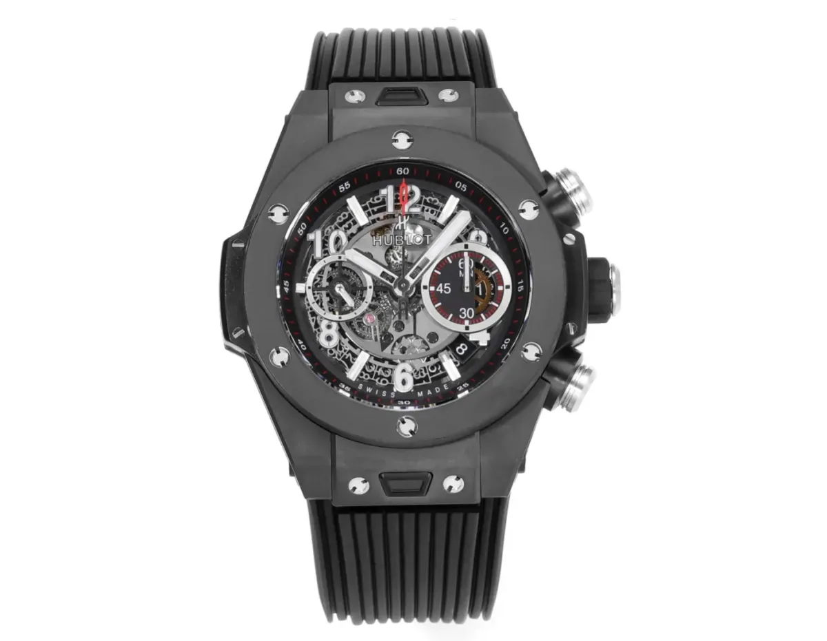 V6 Factory Hublot Big Bang Unico Black Magic 45mm Colorful Ceramic Watch with Rubber Strap - Super Clone Excellence