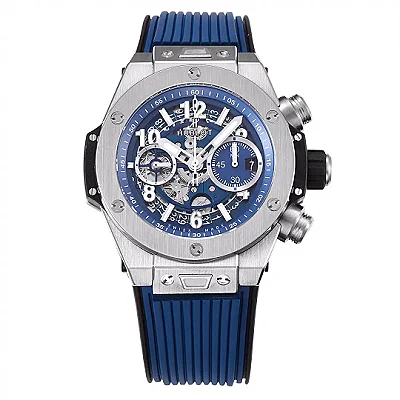 APS Factory Hublot Big Bang Watch - Blue Dial, Chronograph, Titanium Case, Rubber Strap, Super Clone Quality