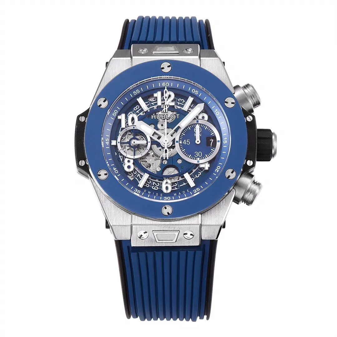 GS Factory Hublot Big Bang Watch - Blue Chronograph with Skeleton Dial, Automatic Movement, Titanium Case, Super Clone Design